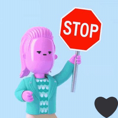 Cartoon Character Holding Stop Sign With Heart Background GIF