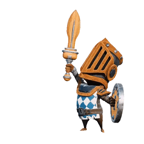Cartoon Character Holding Sword And Shield Sticker