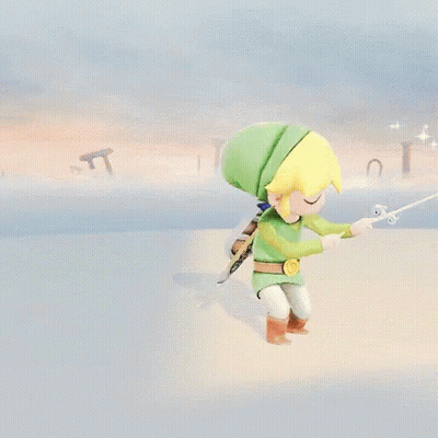 Cartoon Character Holding Sword and Shield