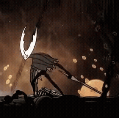 Cartoon Character Holding Sword In Dark Cave GIF