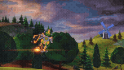 Cartoon Character Holding Sword In Field GIF