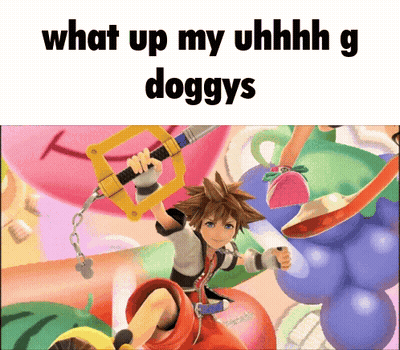 Cartoon Character Holding Sword Saying What Up GIF