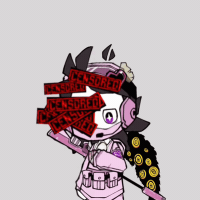 Cartoon Character Holding Sword With Censored Stickers