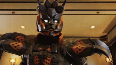 Cartoon Character Holding Sword With Heart On Chest GIF