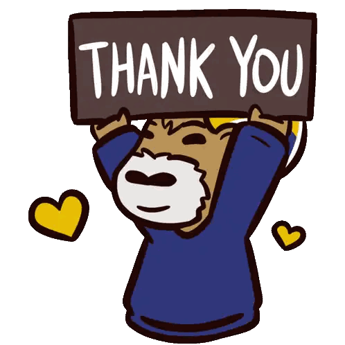 Cartoon Character Holding Thank You Sign Sticker