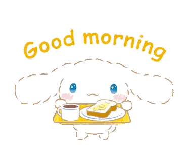 Cartoon Character Holding Tray With Toast And Coffee Sticker