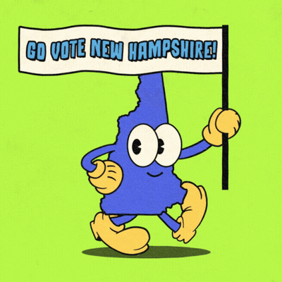 Cartoon Character Holding Vote Sign GIF