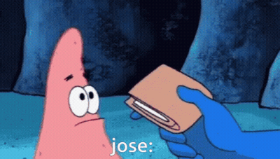 Cartoon Character Holding Wallet Says Jose GIF