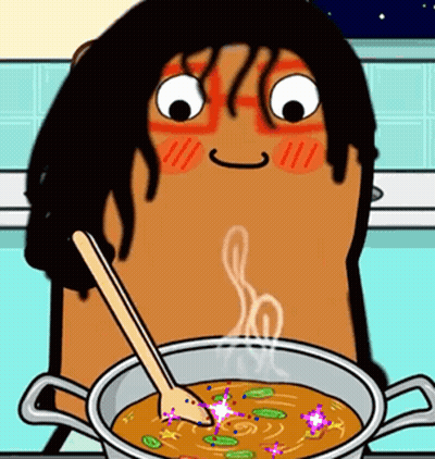 Cartoon Character Holding Wooden Spoon GIF