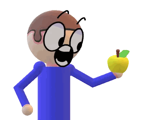 Cartoon Character Holding Yellow Apple Sticker