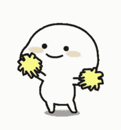 Cartoon Character Holding Yellow Pom Poms GIF