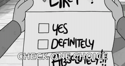 Cartoon Character Holding Yes Definitely Check One Choice! GIF