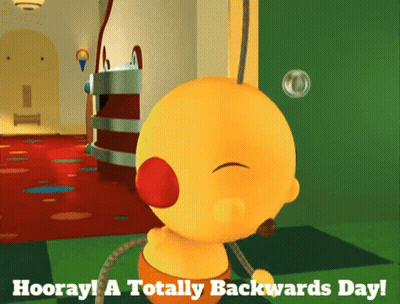 Cartoon Character Hooray A Totally Backwards Day GIF