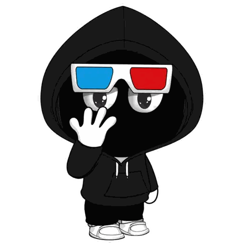 Cartoon Character In 3D Glasses And Hoodie Sticker