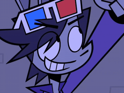 Cartoon Character In 3D Glasses And Top Hat GIF