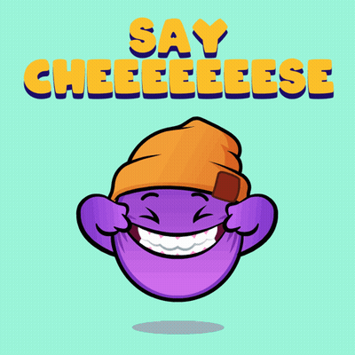 Cartoon Character In Beanie Saying Cheeeeeese GIF