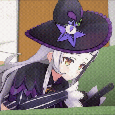Cartoon Character In Black And Purple Hat With Purple Star GIF