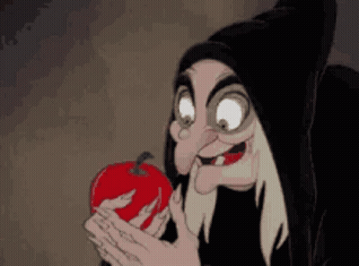 Cartoon Character In Black Hood Holding Apple GIF