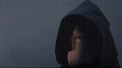 Cartoon Character In Black Hood Saying Bad Morning GIF