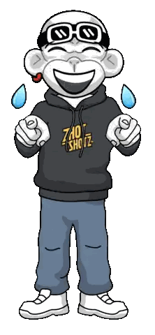 Cartoon Character In Black Hoodie Saying Hot Shotz Sticker
