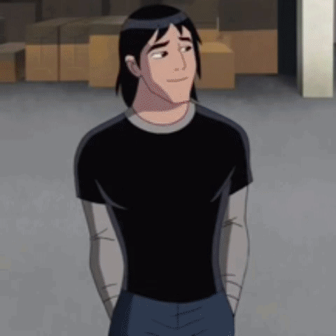 Cartoon Character In Black Shirt And Blue Pants GIF