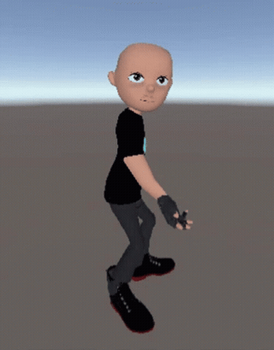 Cartoon Character In Black Shirt Reaching Up GIF
