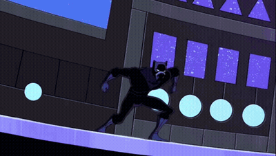 Cartoon Character In Black Suit Running On Purple Surface GIF