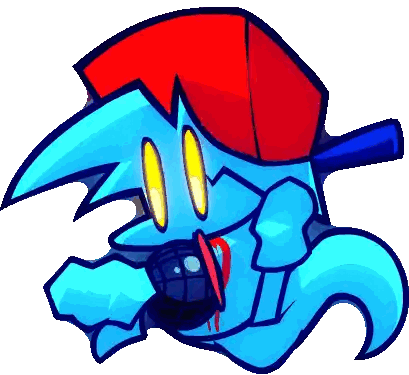 Cartoon Character In Blue And Red Hat Holding Microphone Sticker