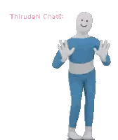 Cartoon Character In Blue And White Outfit Sticker