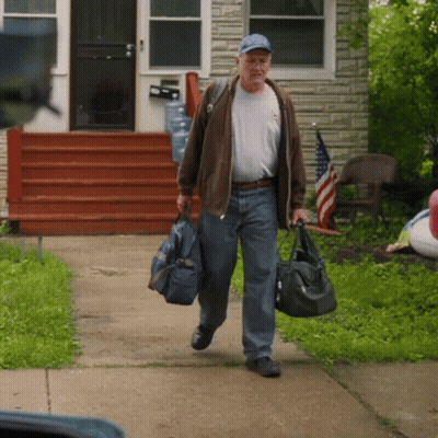 Cartoon Character In Blue And White Outfit And Hat GIF