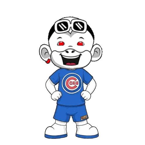 Cartoon Character In Blue Cubs Shirt And Shorts Sticker