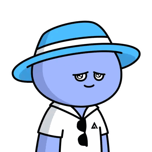 Cartoon Character In Blue Hat And White Shirt With Letter A Sticker