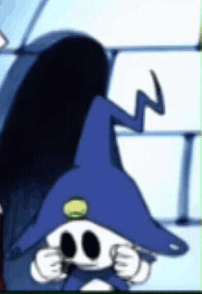 Cartoon Character In Blue Hat Holding Something GIF
