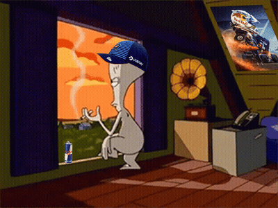 Cartoon Character In Blue Hat Saying Victory GIF