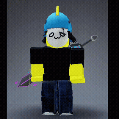Cartoon Character In Blue Helmet With Yellow Spike GIF
