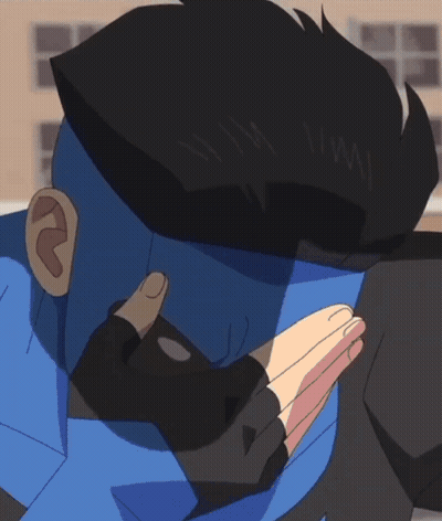 Cartoon Character In Blue Mask And Sunglasses GIF