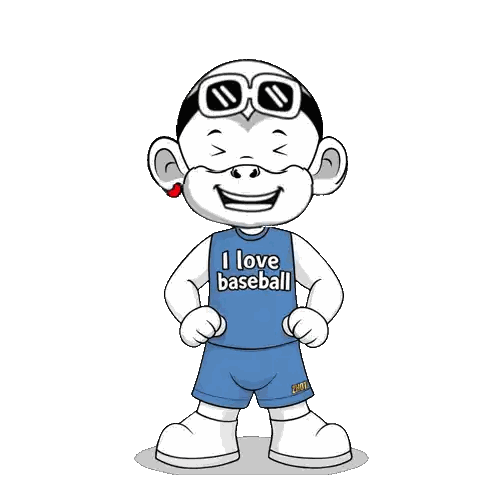Cartoon Character In Blue Shirt Saying I Love Baseball Sticker