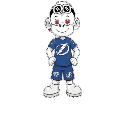 Cartoon Character In Blue Shirt With Lightning Bolt Sticker