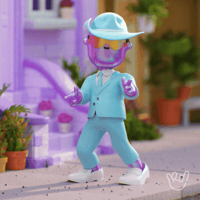 Cartoon Character In Blue Suit And Cowboy Hat GIF