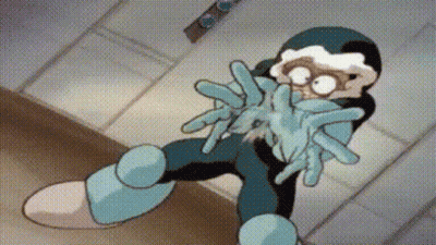 Cartoon Character In Blue Suit And Gloves GIF