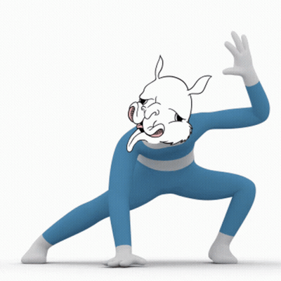 Cartoon Character In Blue Suit With White Mask GIF