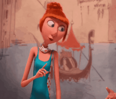 Cartoon Character In Blue Tank Top Pointing GIF