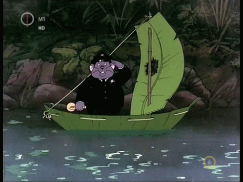 Cartoon Character In Boat With M1 HD GIF