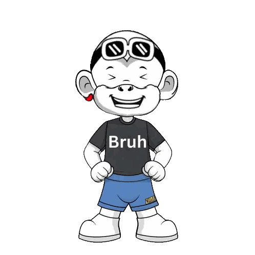 Cartoon Character In Bruh Shirt And Shorts Sticker