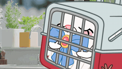 Cartoon Character In Cage With Smiley Face GIF