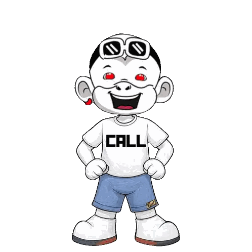 Cartoon Character In Call Shirt Sticker