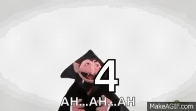 Cartoon Character in Conical Hat with Number Four