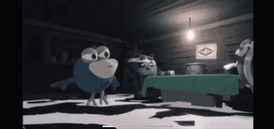 Cartoon Character In Dark Room GIF
