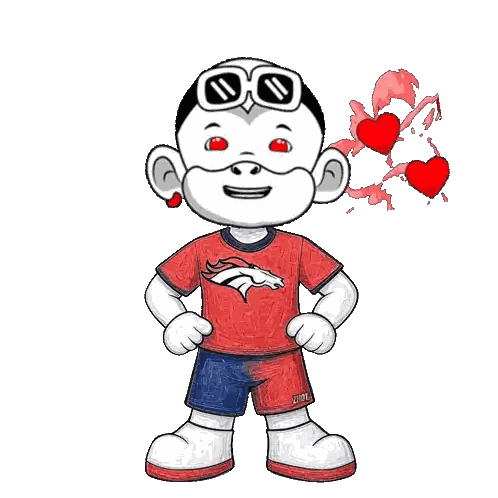 Cartoon Character In Denver Broncos Shirt And Shorts Sticker