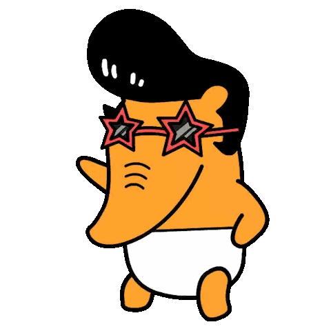 Cartoon Character In Diaper Sunglasses Mohawk Sticker